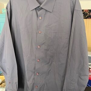 Pierre Cardin Charcoal Dress Shirt with Red Buttons